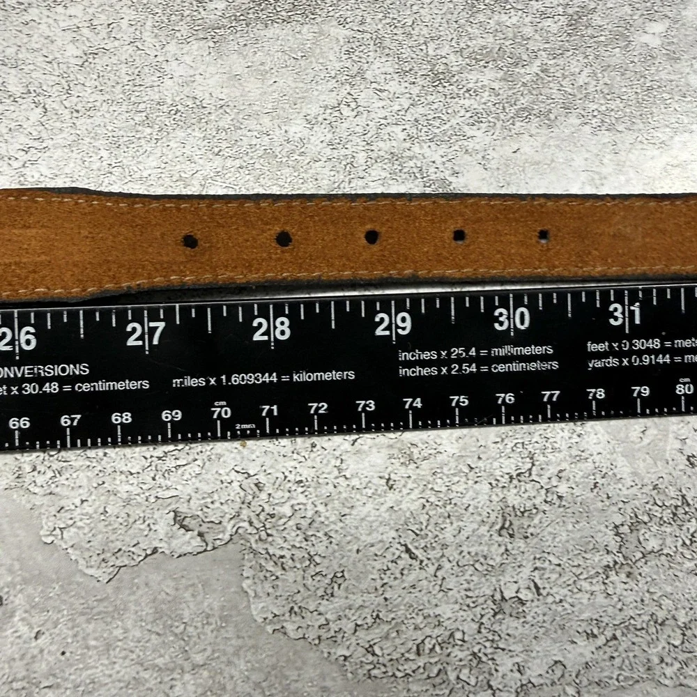 Panhandle Slim Western Belt 30 Black Leather Heart Stitch Orange Trim Buckle